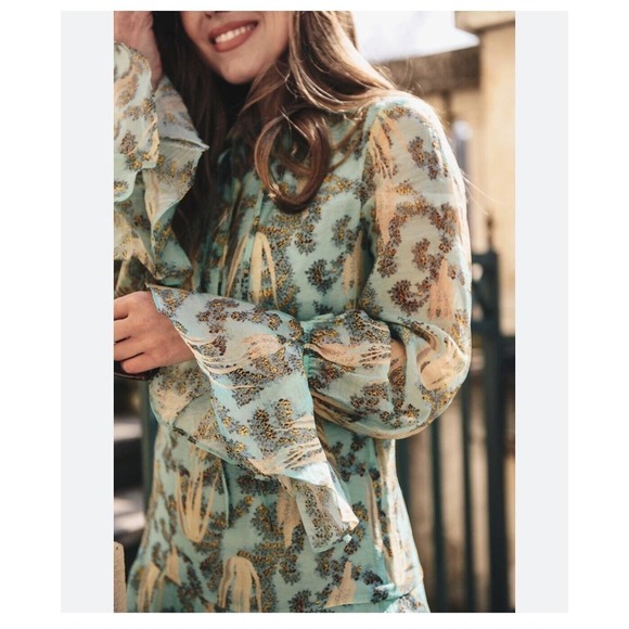 H&M CONSCIOUS EXCLUSIVE LYOCELL BLEND GREEN DRESS SIZE US 6 BLOGGERS FAVORITE - Picture 9 of 16